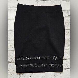 Warehouse One Black Skirt with Lace Detail on the Bottom of the Skirt